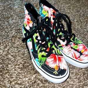 Floral high top van shoes